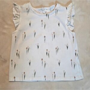 FIRSTS by Petit Lem Organic Cotton Spring Floral Flutter Sleeve Top Size 12M